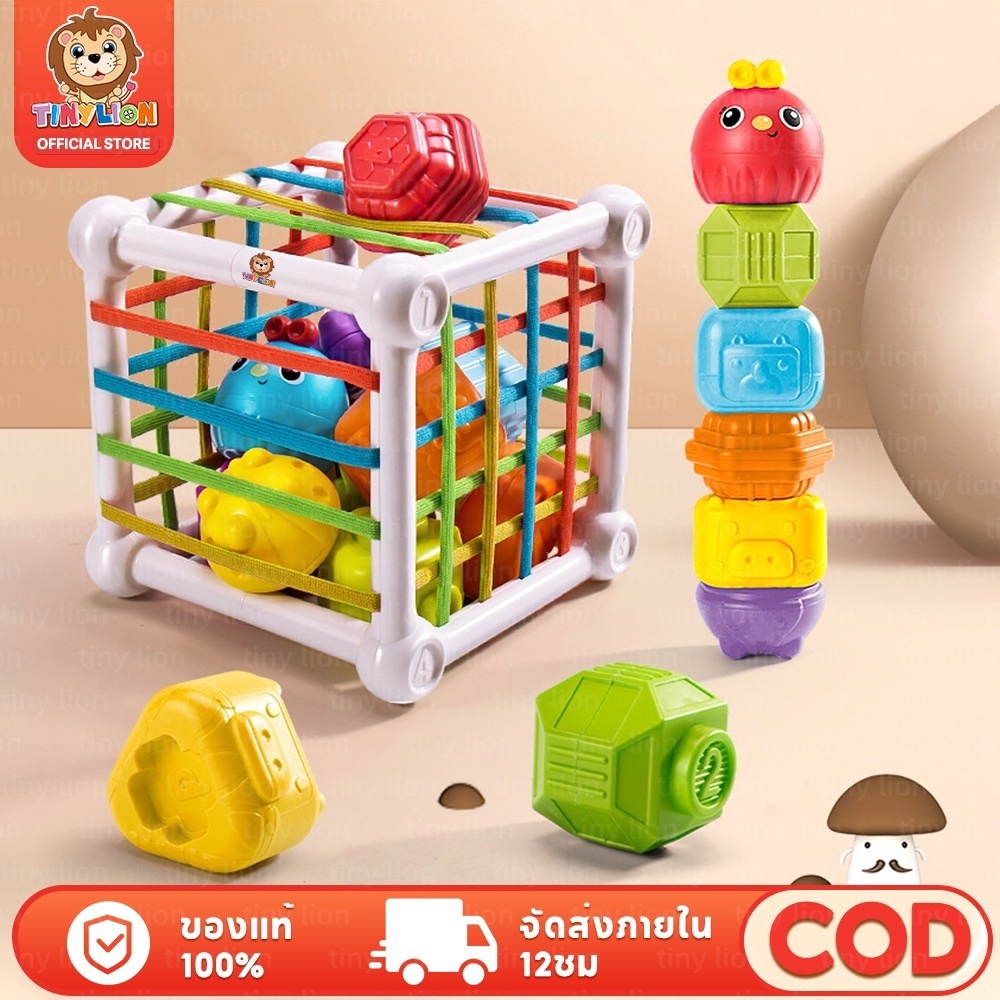 พร้อมส่ง TinyLion ของเล่นเด็ก Montessori รูปทรงลูกบาศก์ สีรุ้ง เสริมพัฒนาการเด็ก บล็อกตัวต่อสีรุ้ง