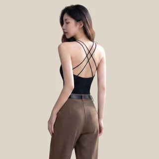 WsimpleBra | Sophia Crop Top สายเดี่ยว ทรงครอป มีบราในตัว เลิกใส่ชุดชั้นในและซิลิโคลปิดจุก