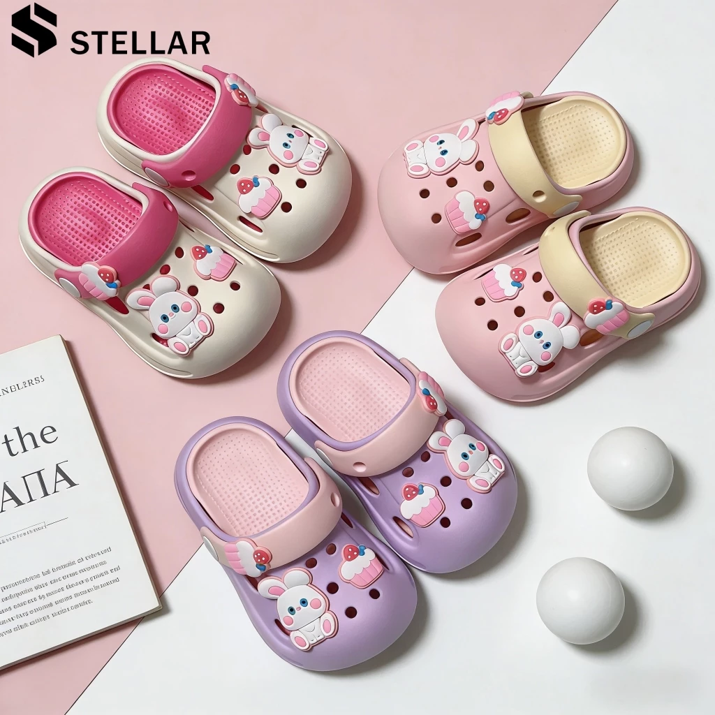 ✨พร้อมส่ง✨STELLAR เด็ก แฟชั่น ฤดูร้อน (เพิ่ม2เบอร์) รองเท้ารัดส้นนิ่มเด็ก พื้นหนา กันลื่น วัสดุEVA รองเท้าแตะเด็กโต