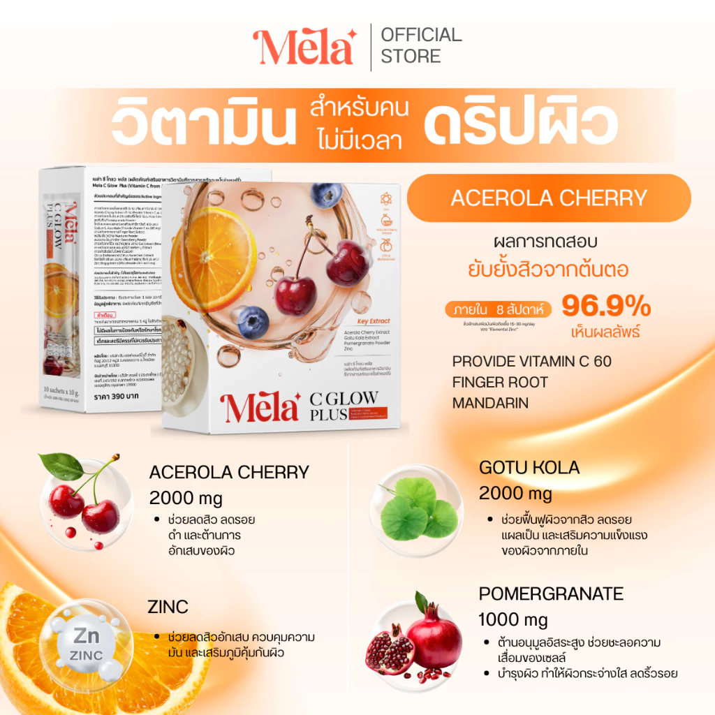 MELA Official | Mela C Glow และ Mela Berry เซตวิตามินผิว บำรุงล้ำลึกจากภายใน thumbnail 7