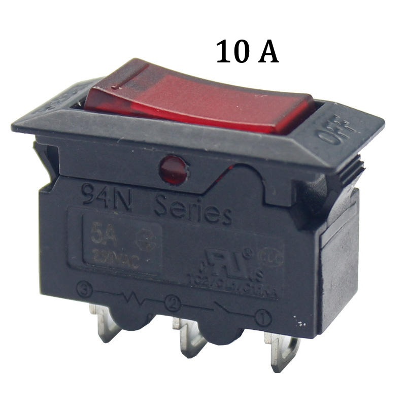 สวิตช์ป้องกันความร้อนโอเวอร์โหลด94N ซีรีส์ 10A 250VAC