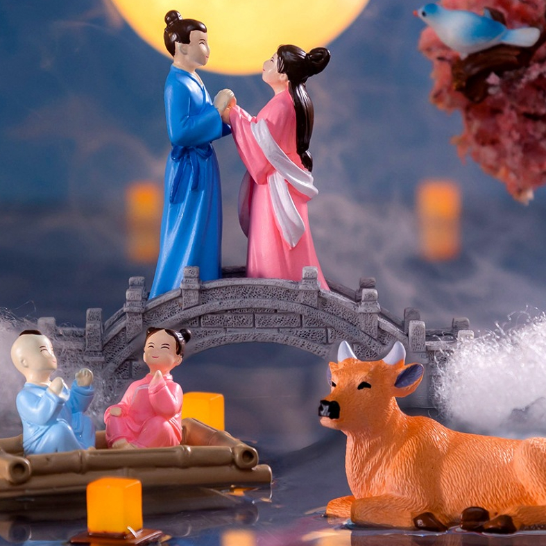 j334 คู่รักโคมลายแห่งรักจำลองของจิ๋ว