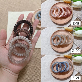 [5.5cm] ยางมัดผมสปริง ยางรัดผมสายโทรศัพท์ ราคาต่อ1เซต(1เซตได้4ชิ้นตามภาพ)