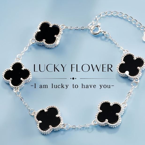 MEET💕18k แท้ Lucky Flower กำไล กําไลนําโชค สร้อยข้อมือผู้หญิง กําไลแฟชั่น กำไลเพชร สร้อยข้อมือแฟชั่น