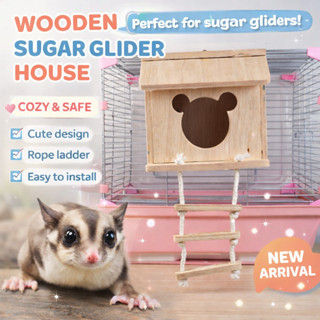 บ้านไม้ชูก้าร์ไกลเดอร์ บ้านกระรอก พร้อมบันไดเชือก 2 แบบ บ้าน…