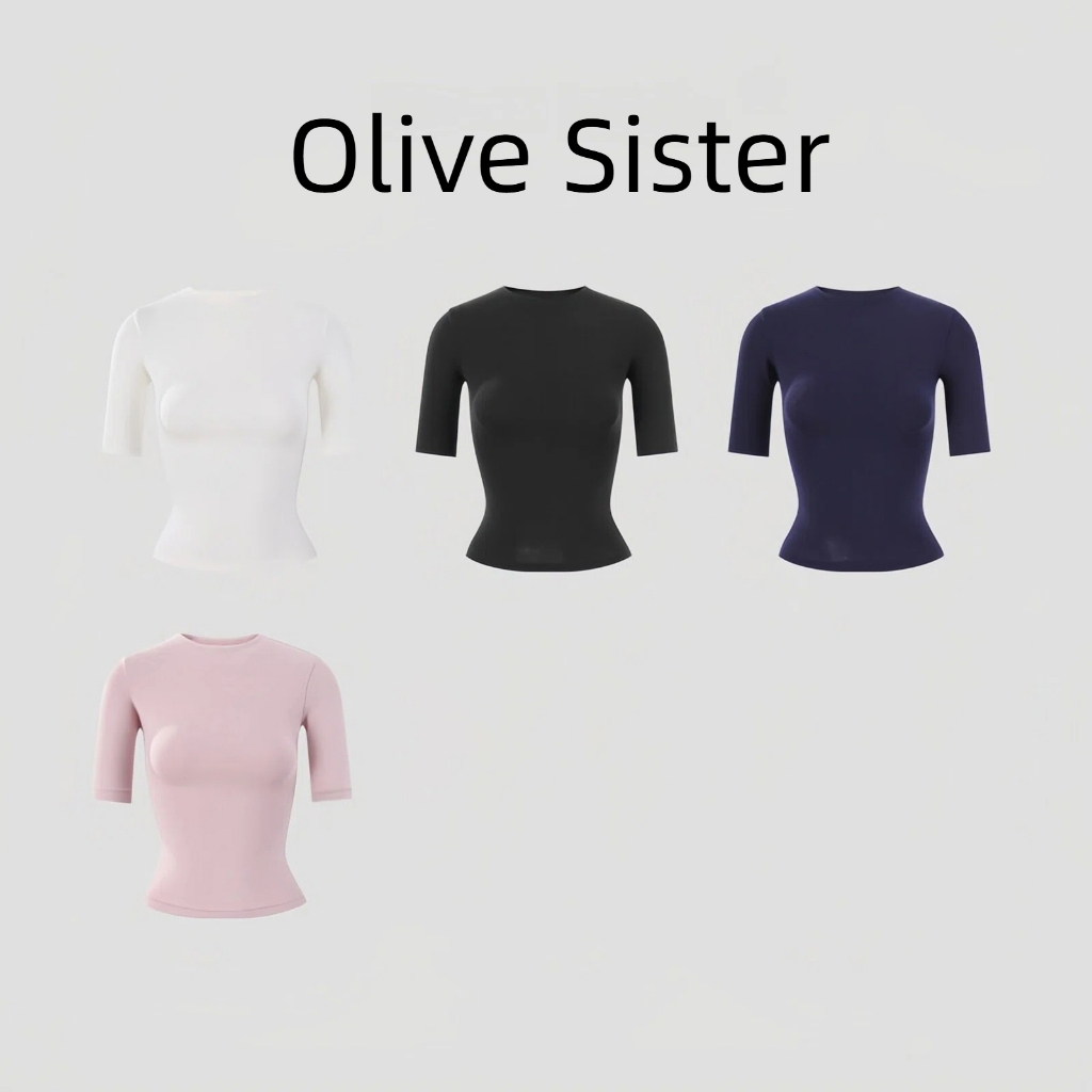 เสื้อยืดผู้หญิงรุ่นใหม่ คอกลมเล็ก แขนสั้นสไตล์สาวแซ่บ เข้ารูป ใส่แล้วดูผอม ทรงไหล่ตรง แมทช์ง่าย สไตล์เบสิกแฟชั่น