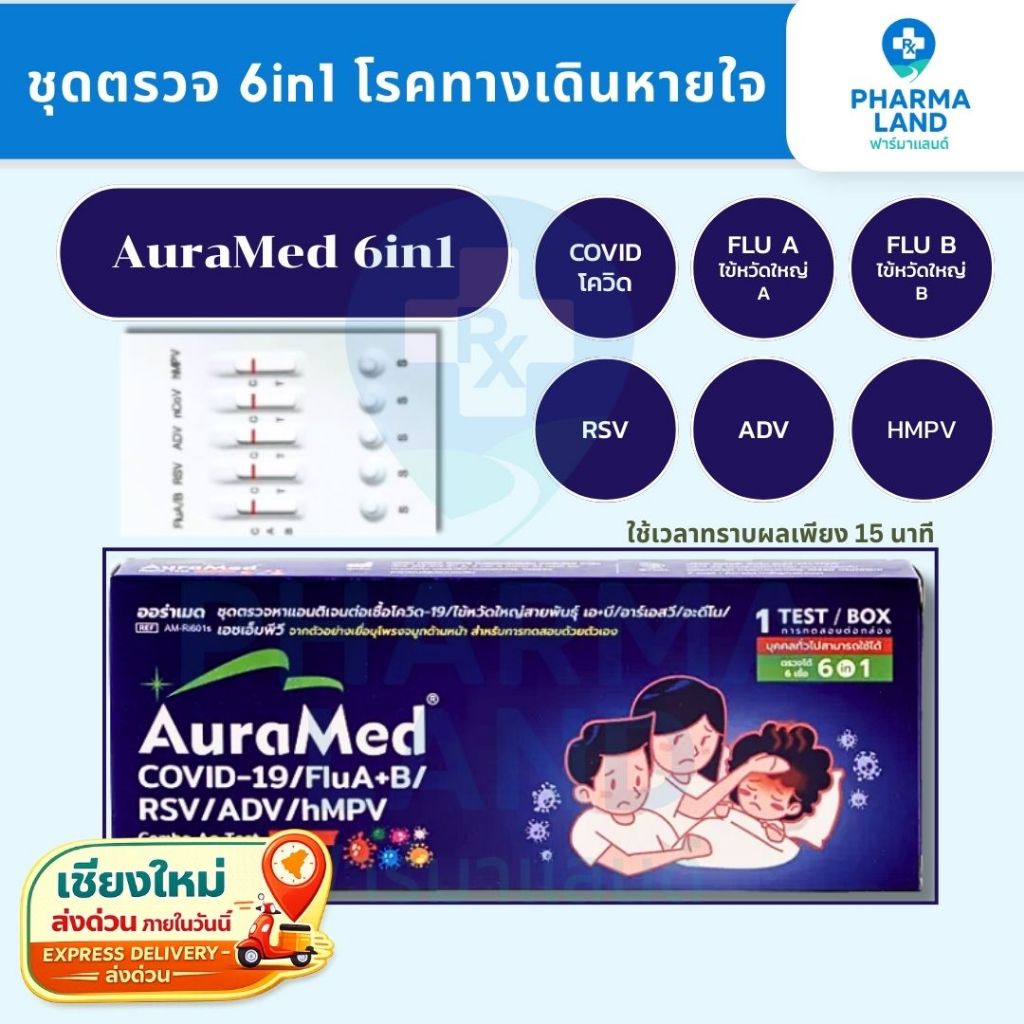 AuraMed ATK ชุดตรวจไข้หวัดใหญ่และไวรัสทางเดินหายใจ Auramed 6in1 และ 10in1