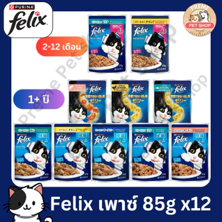 Felix เพาซ์ อาหารเปียกแมว 70g-85g x12 ซอง คละรสได้ | ลูกแมว/แมวโต | Purina Felix