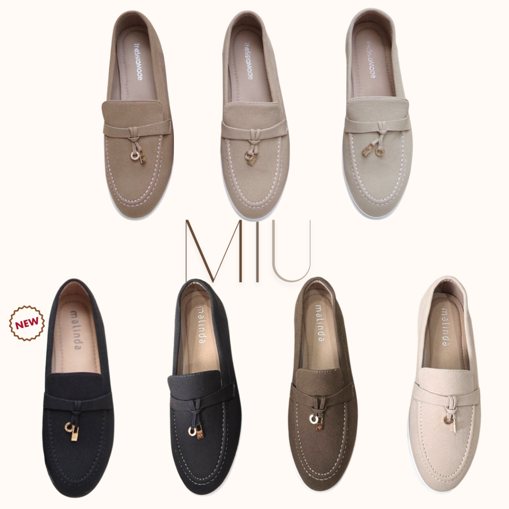 MIU มิว ⛅️ รองเท้าโลเฟอร์ หนังกลับ  ซับในกำมะหยี่ พื้นกันลื่น