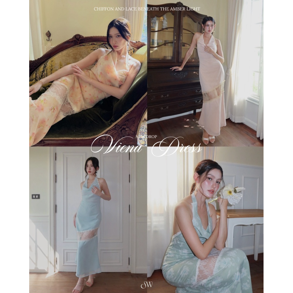 Vienna dress เดรสซีฟองคล้องคอ
