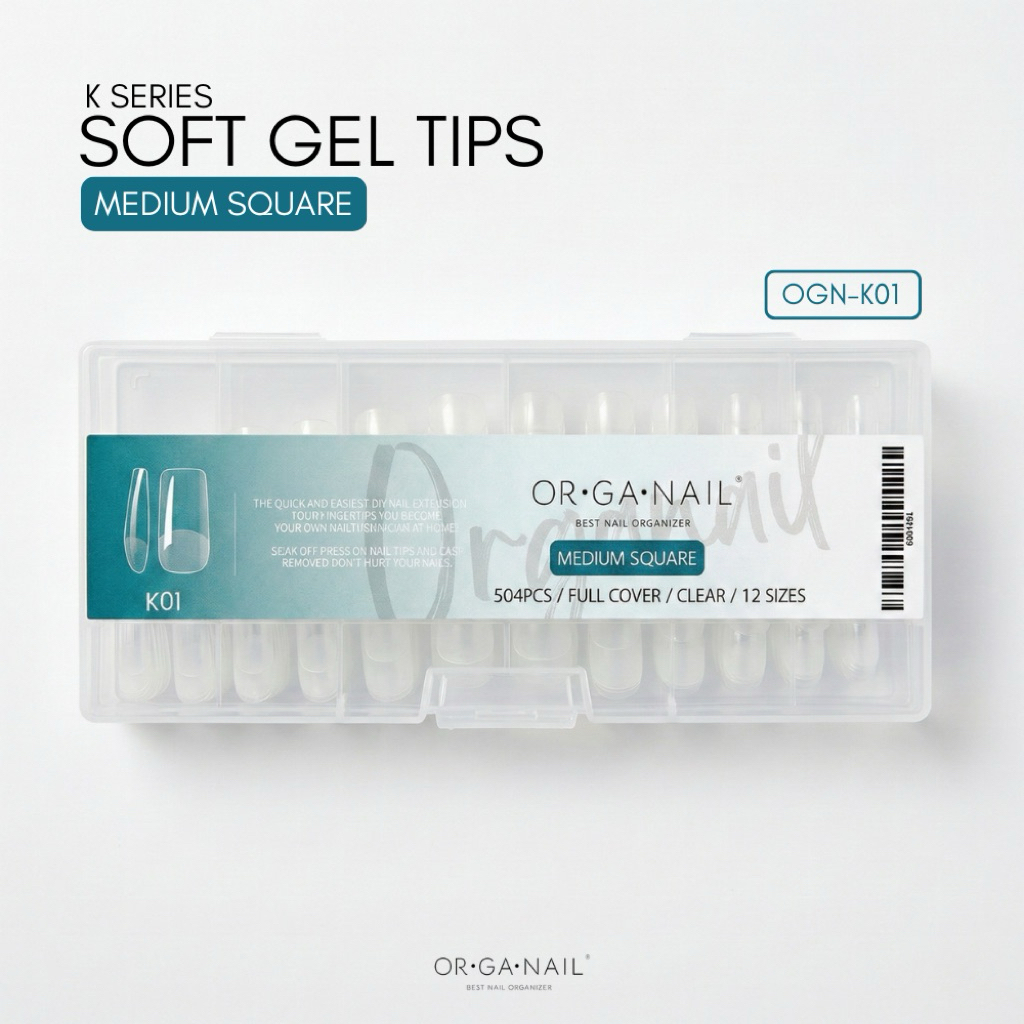 Soft Gel Tips ORGANAIL เล็บปลอม**กล่องใส 504 ชิ้น 12 เบอร์
