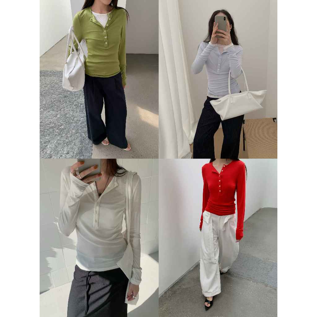 INBYIN - เสื้อแขนยาวกระดุมอก HENLEY TOP - I3428