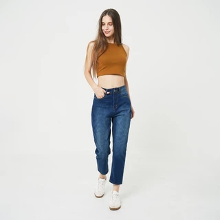 DAVIE JONES WOMEN [BE FEARLESS] เสื้อยืดผู้หญิง Tank Top Crop T-Shirt สีน้ำตาล น้ำตาลทอง กากี กากีอ่อน ครีม ม่วง BA0026