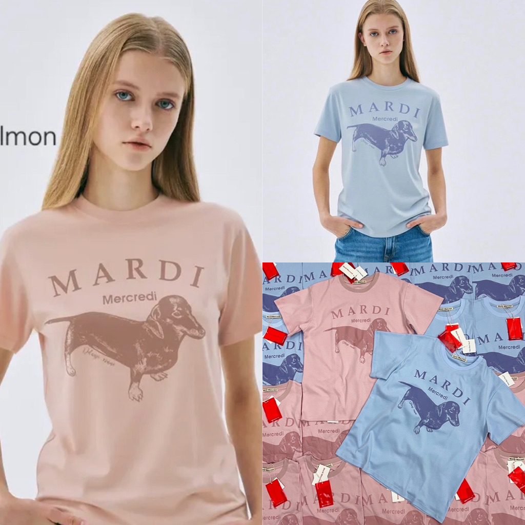 Mar t-shirt🤍  เสื้อยืดแบรนด์ดัง ลายน้องหมาmardiแบรนด์สุดฮิต งานชนช็อปแบรนด์ดังเกาหลีเลยค่าา Oversize