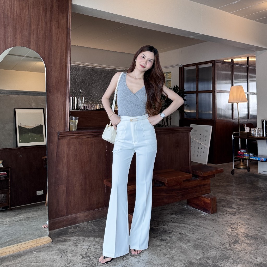 LAMSANG P04 Lynnie Pants กางเกงขาม้าเอวสูง ตะขอหน้า รูปที่ 2