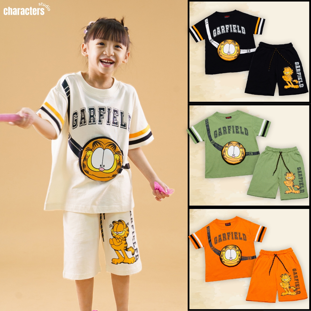 [NEW] Garfield ชุดเสื้อกางเกงการ์ฟิลด์เด็กผู้ชาย 1-10 ขวบ มีกระเป๋าใช้งานได้จริง ผ้าCotton 100% สินค้าลิขสิทธิ์แท้