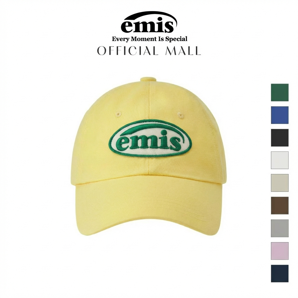 หมวก EMISของแท้ EMIS WAPPEN BALL CAP-BLACK หมวกแก๊ปผ้าฝ้ายทรงแหลมสำหรับผู้ชายและผู้หญิงสไตล์คู่รักสไตล์เดียวกัน