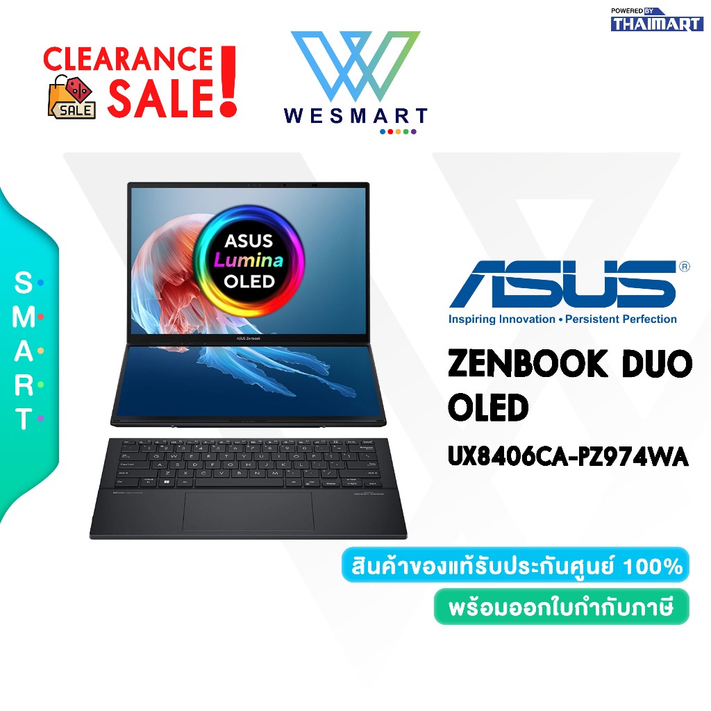 (Clearance) ASUS NOTEBOOK (โน้ตบุ๊ค) ZENBOOK DUO OLED UX8406CA-PZ974WA : Demo สินค้าตัวโชว์/ประกัน A