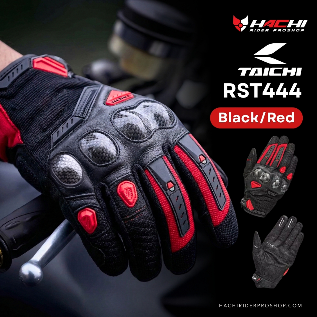 ถุงมือขี่มอเตอร์ไซค์ TAICHI GLOVE  - RST444 Black/Red