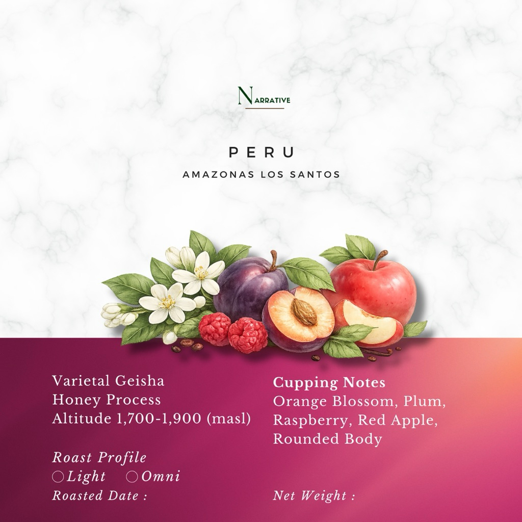 เมล็ดกาแฟ Peru Amazonas Los Santos Geisha