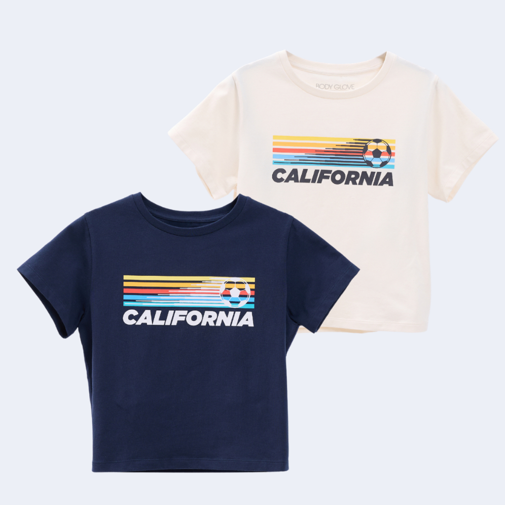 BODY GLOVE Women's SC Graphic Soccer Tees 3 เสื้อยืด ผู้หญิง สีกรมท่า-ครีม