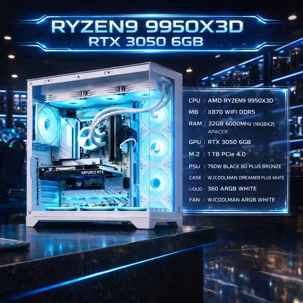คอมเล่นเกมสเปคสูง RYZEN9 9950X3D / RTX 3050 6GB ระดับ Hi-End