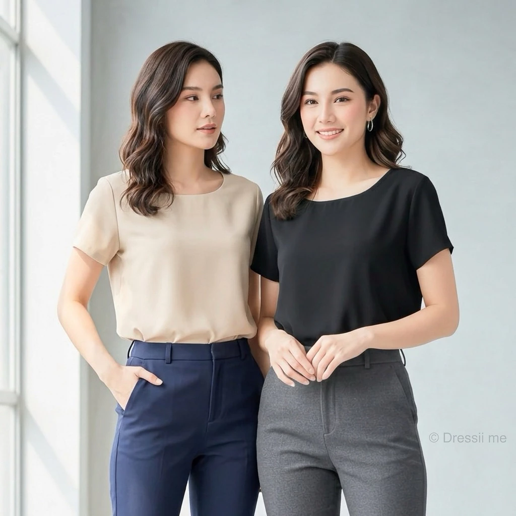 Dressii me - Chic Collection U Top - เสื้อครอปคอกลม ทรงตรงใส่สบาย ดีไซน์เรียบๆ ไม่ตกเทรนด์
