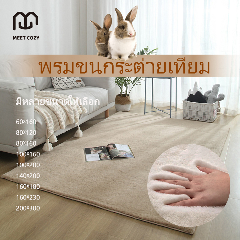 MEET COZY พรมขนกระต่ายเทียม ขนาด200/230/300 ขนนุ่ม พรมปูพื้น ที่สุดแห่งความนุ่ม พรมปูพื้นห้อง  #1 DE-A