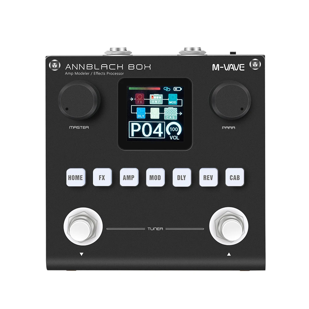 M-vave BLACK BOX Multi-Effects Pedal Blackbox- กีตาร์/เบส Amp Simulator w/80 แก้ไขล่วงหน้าได้
