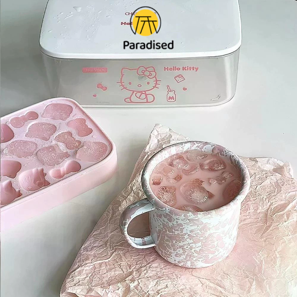 💕Hello Kitty Ice Mould พร้อมฝาปิดและถังเก็บน้ํา ชุดซิลิโคน แม่พิมพ์ก้อนน้ําแข็งวัสดุซิลิโคนparadised.th thumbnail 3