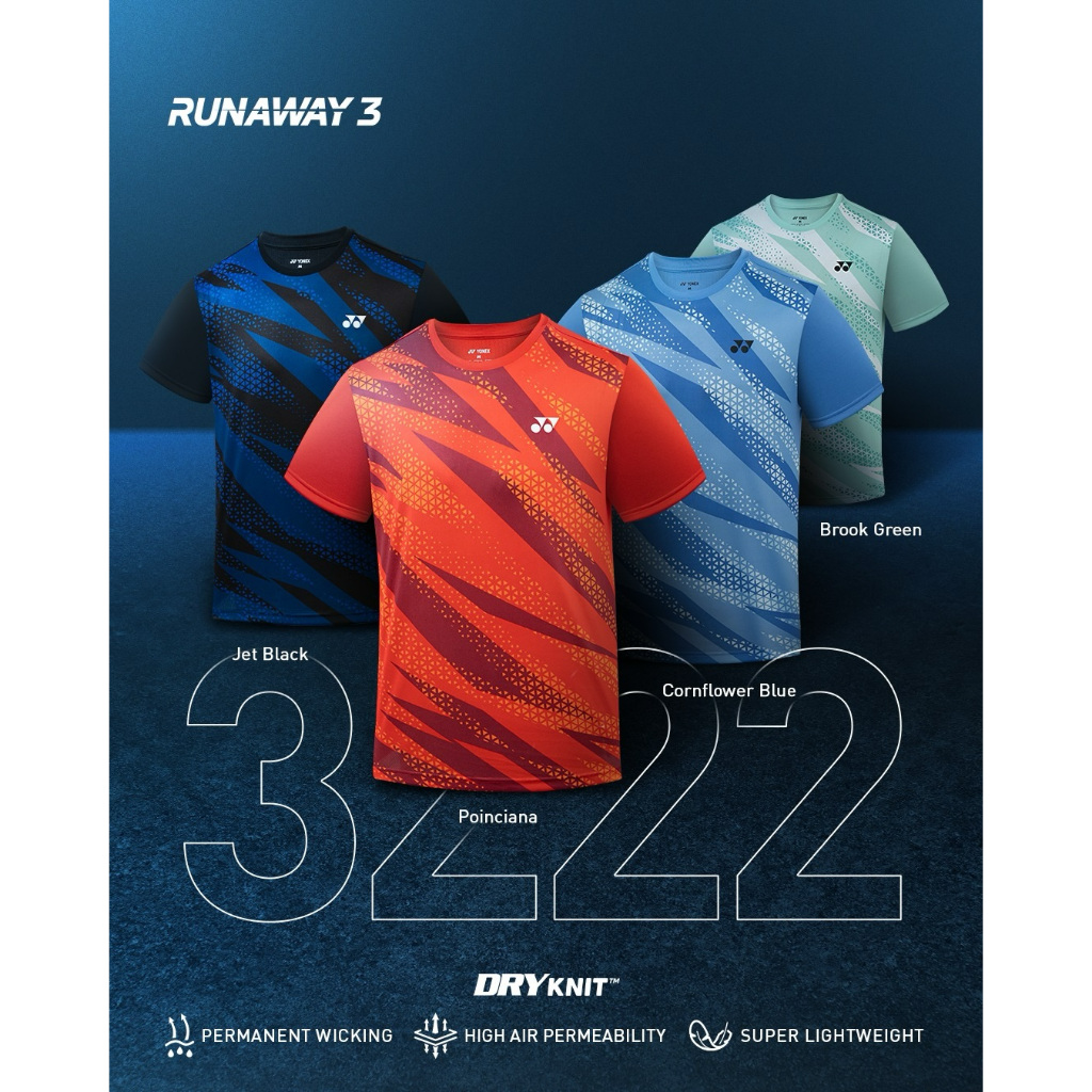 เสื้อแบดมินตัน Yonex รุ่น 3222 Run Away (ของแท้ 100%) ใส่สบาย ไม่คัน เนื้อผ้าดี ระบายอากาศ