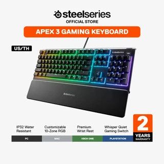 SteelSeries Apex 3 RGB Gaming Keyboard คีบอร์ดเกมมิ่ง ไฟ RGB ปุ่มกดเสียงเงียบ ปุ่ม US-TH