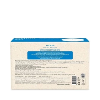 Watsons วัตสัน สำลีแผ่นประหยัดโทนเนอร์ 100 แผ่น. สำลีแผ่นผลิตจากเยื่อกระดาษ 100% อ่อนโยนต่อผิว ไม่เป็นขุย
