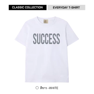 เสื้อยืดคอกลม แขนสั้น ผ้านุ่ม ใส่สบาย ไม่หด ไม่ต้องรีด ลายสกรีน SUCCESS ใส่ได้ทั้งผู้ชายและผู้หญิง