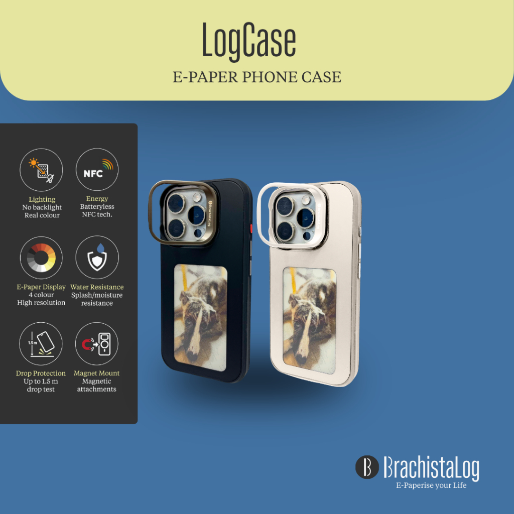 LogCase | E-PAPER Phone Case / เคสโทรศัพท์ - Magnet, E INK, Waterproof (IPX8), No Battery, NFC
