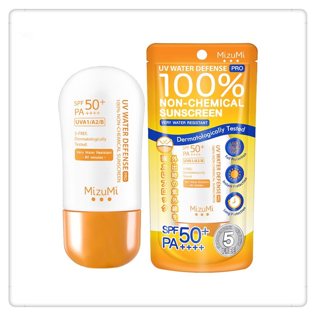 MizuMi UV Water Defense Pro SPF50+ PA++++ 40g  รุ่นกันน้ำ กันเหงื่อ คุมมัน ออกแดดได้ทันที เพื่อผิวแพ้ง่าย (EXP 08/2026)