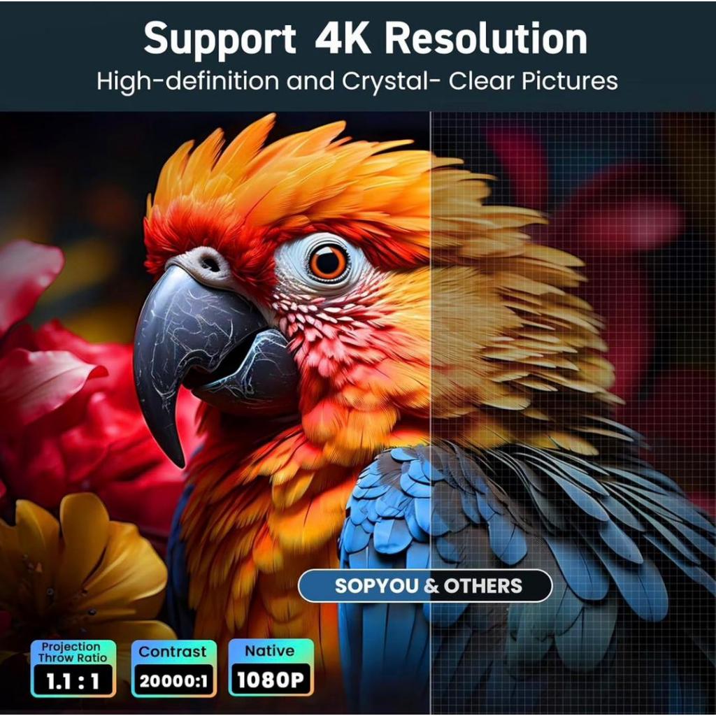 M10 โปรเจคเตอร์พกพา รองรับ Full HD 4K WiFi เชื่อมต่อมือถือ ลำโพงในตัว โปรเจคเตอร์ดูหนัง เล่นเกม ภาพคมชัด