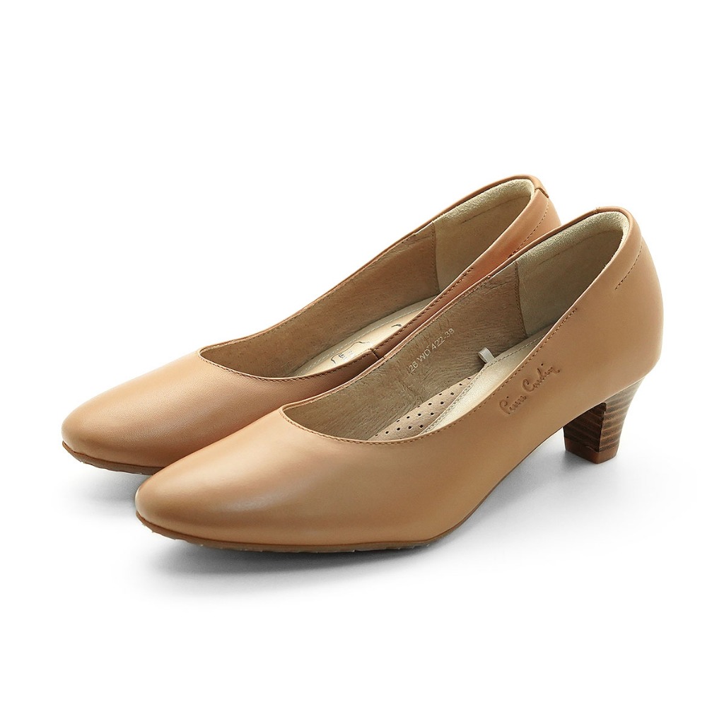 [Size 36-40] Pierre Cardin รองเท้าผู้หญิง รองเท้าส้นสูง นุ่มสบาย ผลิตจากหนังแท้ สีน้ำตาลอ่อน รุ่น 26WD422