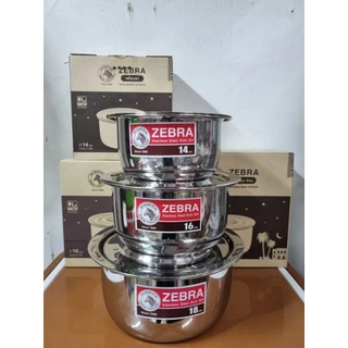 zebra หม้อแขก 14,16,18 ซม.ตราหัวม้าลาย หม้อไม่มีหู ราคาต่อ1ใบ