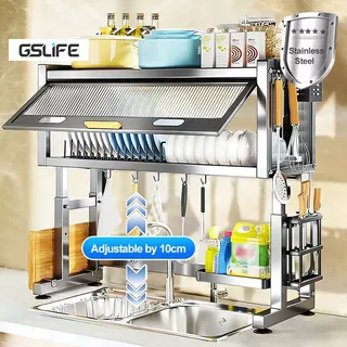 GSlife ชั้นวางจาน ชั้นคว่ำจาน 65/75/85/95/105cm มีฝาปิด ที่วางจาน ชั้นวางของในครัว