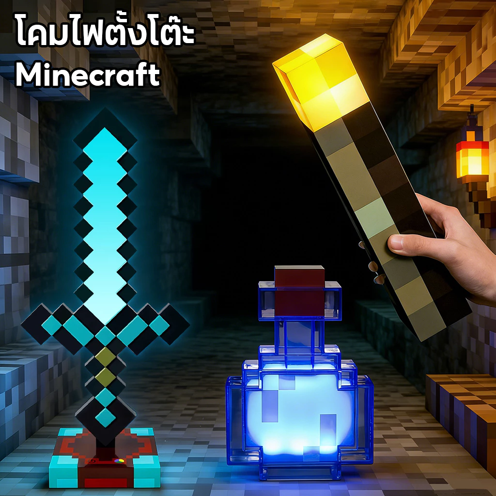 โคมไฟมายคราฟ Magnetic ของเล่นมายคราฟ ไฟกลางคืนตั้งโต๊ะ ไฟLEDเปลี่ยนสีได้ ไฟหลายแบบปรับเปลี่ยนได้
