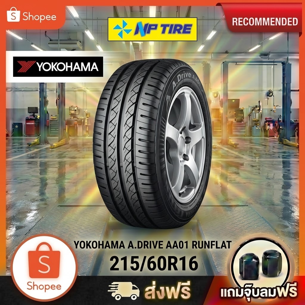 ยาง 215/60R16 YOKOHAMA A.DRIVE AA01 RUNFLAT  ราคาต่อเส้น  ปี 2025