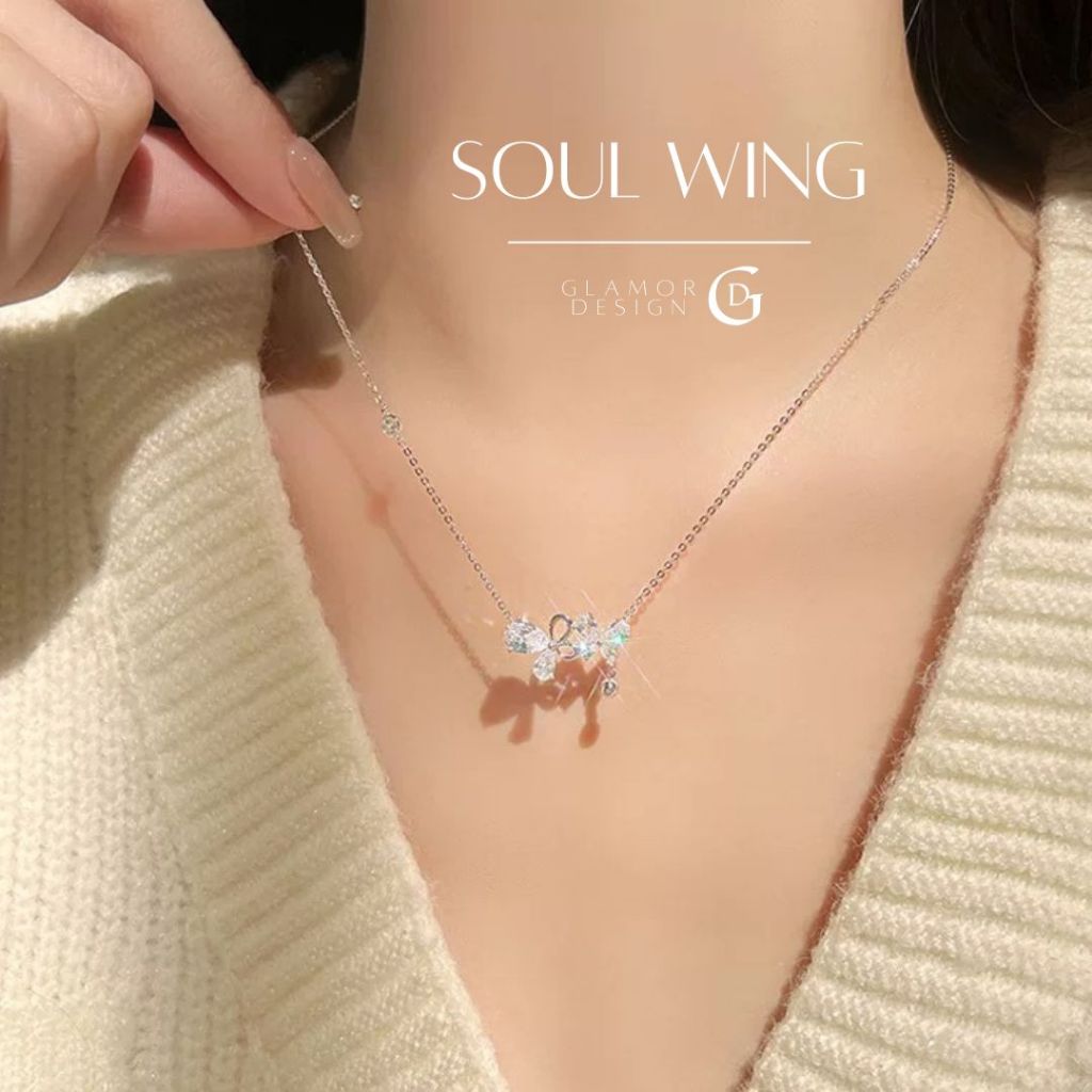 GLAMOR✨สร้อยเงินเเท้ Soul Wing สร้อยคอผีเสื้อแห่งความฝัน สร้อยคอแฟชั่น ประณีต หรูหราระดับกลาง