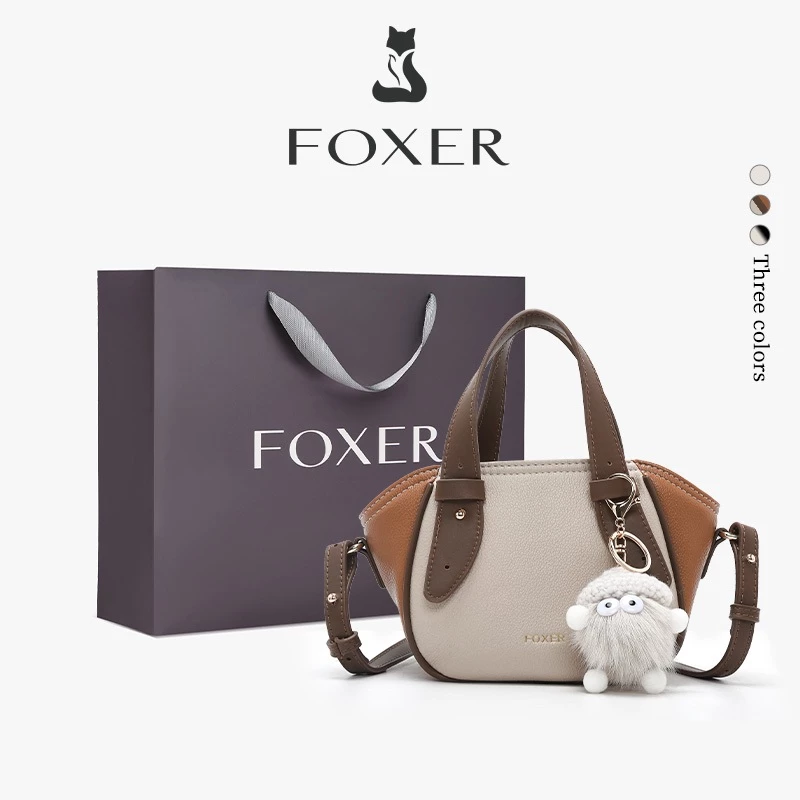 FOXER กระเป๋าสะพายข้างผู้หญิง กระเป๋าถือสไตล์วินเทจ กระเป๋าถือสไตล์มินิมอลสุดเก๋