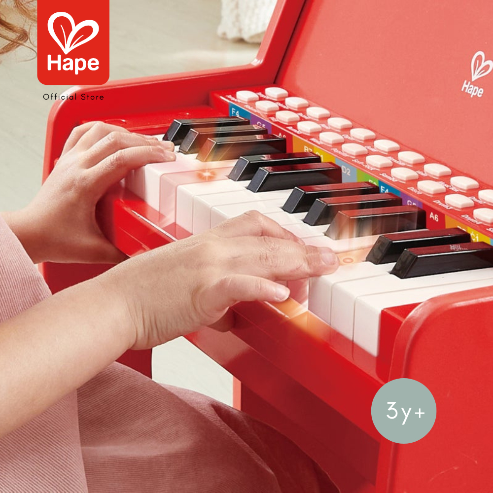 Hape - Learn With Lights Piano & Stool - Red เปียโน 25 คีย์ ใส่ถ่านมีเสียงมีไฟ สีแดง 3Y+ รูปที่ 3