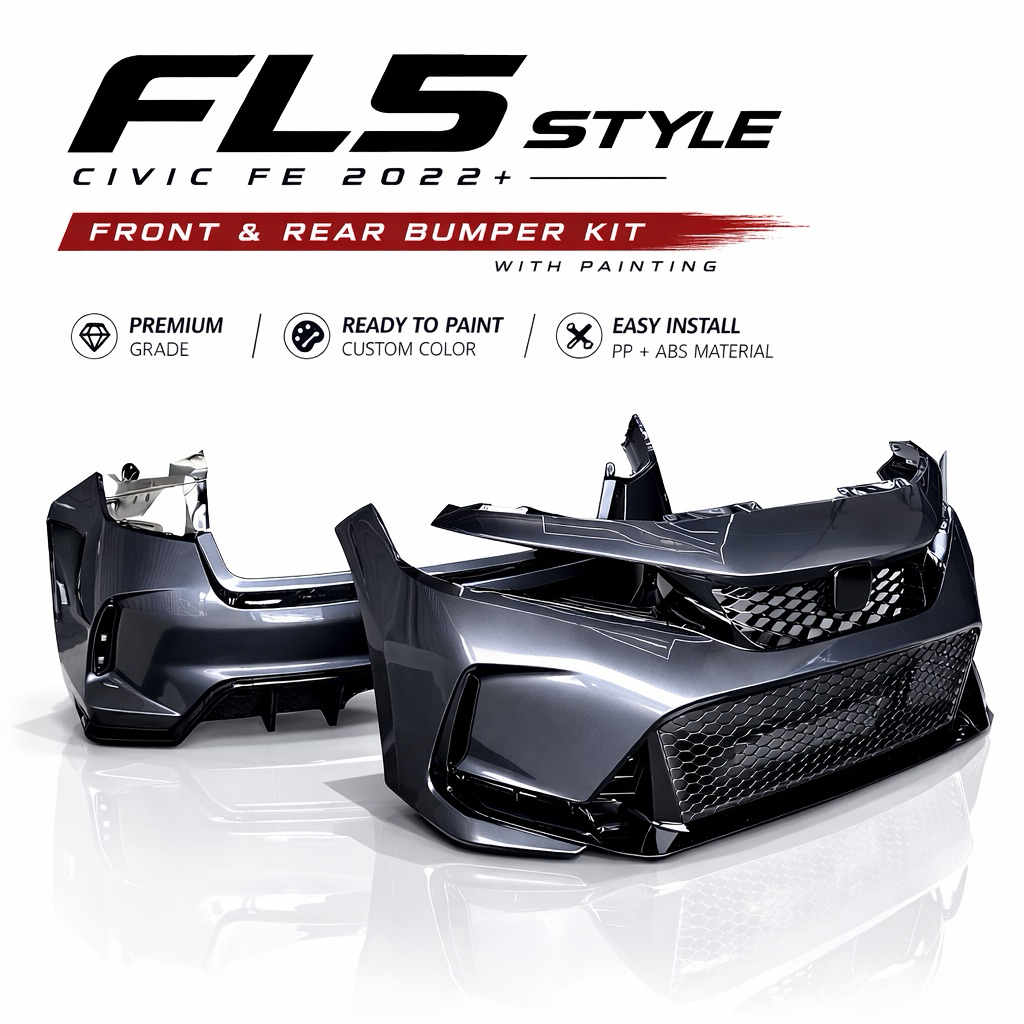ชุดแต่งรอบคันกันชนหน้าและหลัง สไตล์ FL5 Type-R สำหรับ Civic fe ( 2022+ )