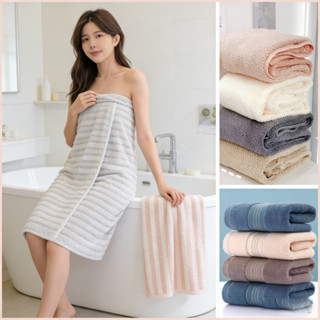 ผ้าเช็ดตัว(ผ้าฝ้าย100%)ผ้าเช็ดตัวขนแกะปะการัง ขนาดใหญ่ 70x14…