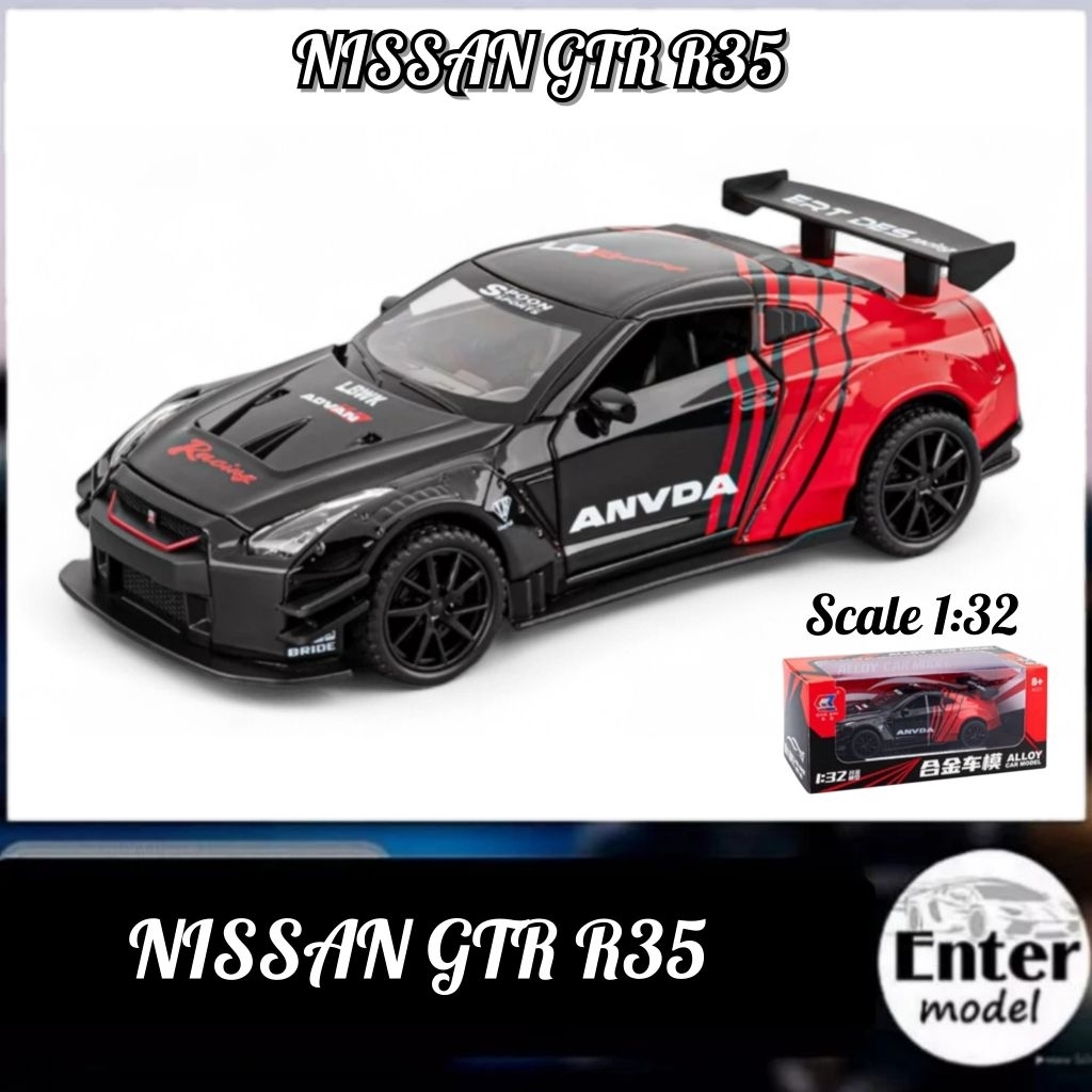 NISSAN GTR R35 CHE ZHI SCALE 1/32 โมเดลรถ เหล็กอัลลอย เปิดไฟได้ มีเสียงเครื่องยนต์