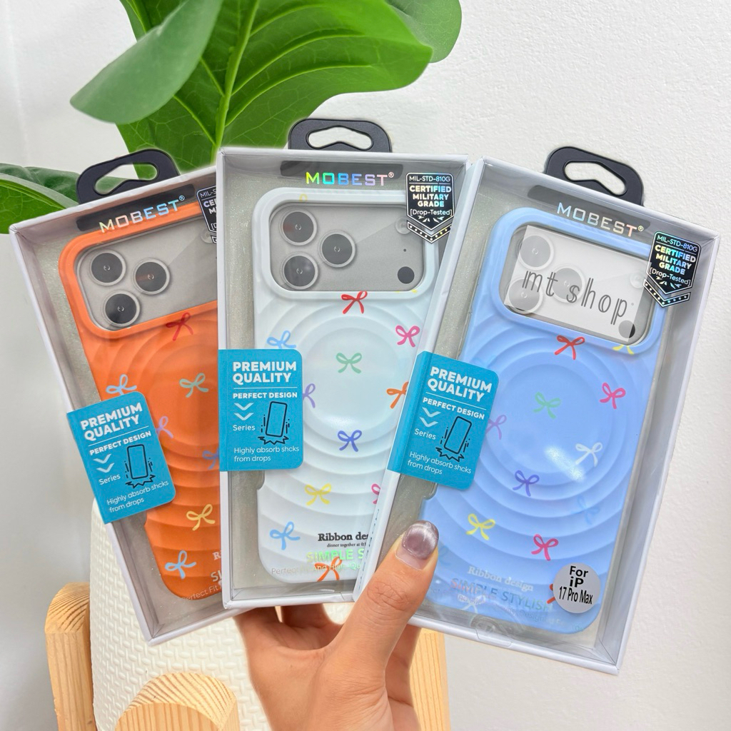Case เคสลายโบว์ มีแม่เหล็กชาร์จ สำหรับรุ่น iP13promax 14promax 15promax 16promax 17 17pro 17promax