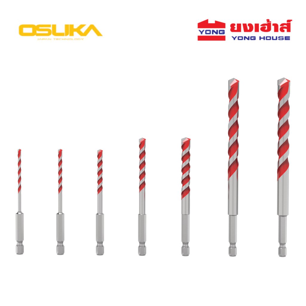OSUKA รวมดอกสว่าน ก้านหกเหลี่ยม รุ่น OSAD3022 - 29 หัวขันบันได ก้านหกเหลียม รุ่น OSAD3037 หัวคาร์ไบด์ ดอกสว่าน
